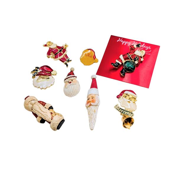 Lot of Eight Christmas Santa Pins - Picture 1 of 10